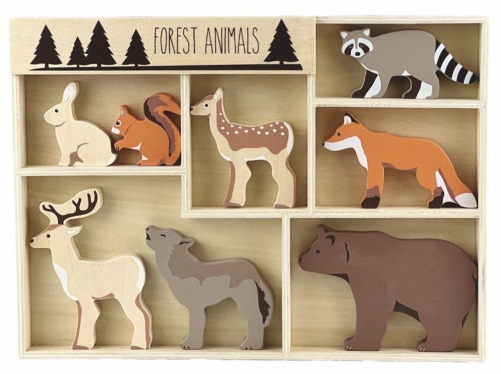 8 animaux de la forêt en bois. 3+