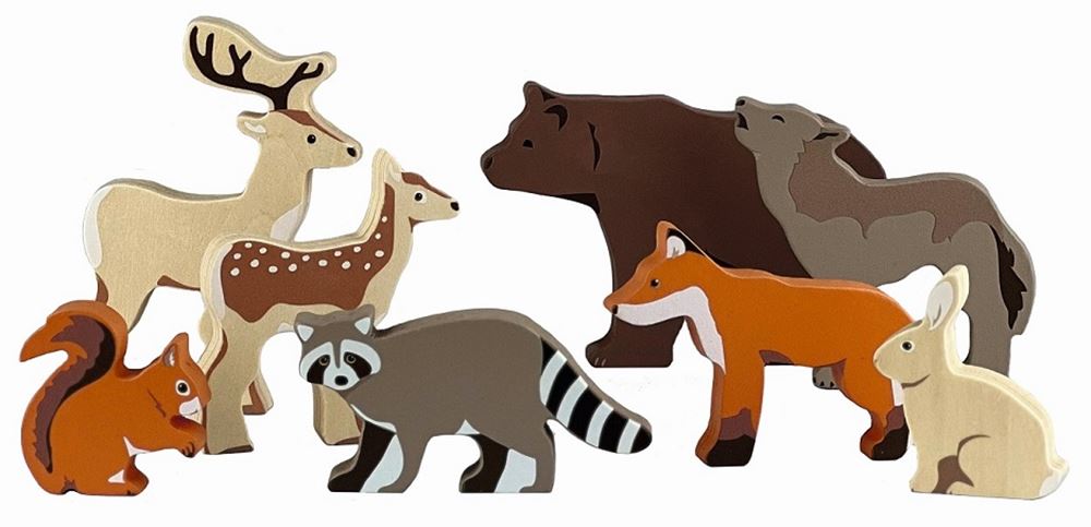 8 animaux de la forêt en bois. 3+