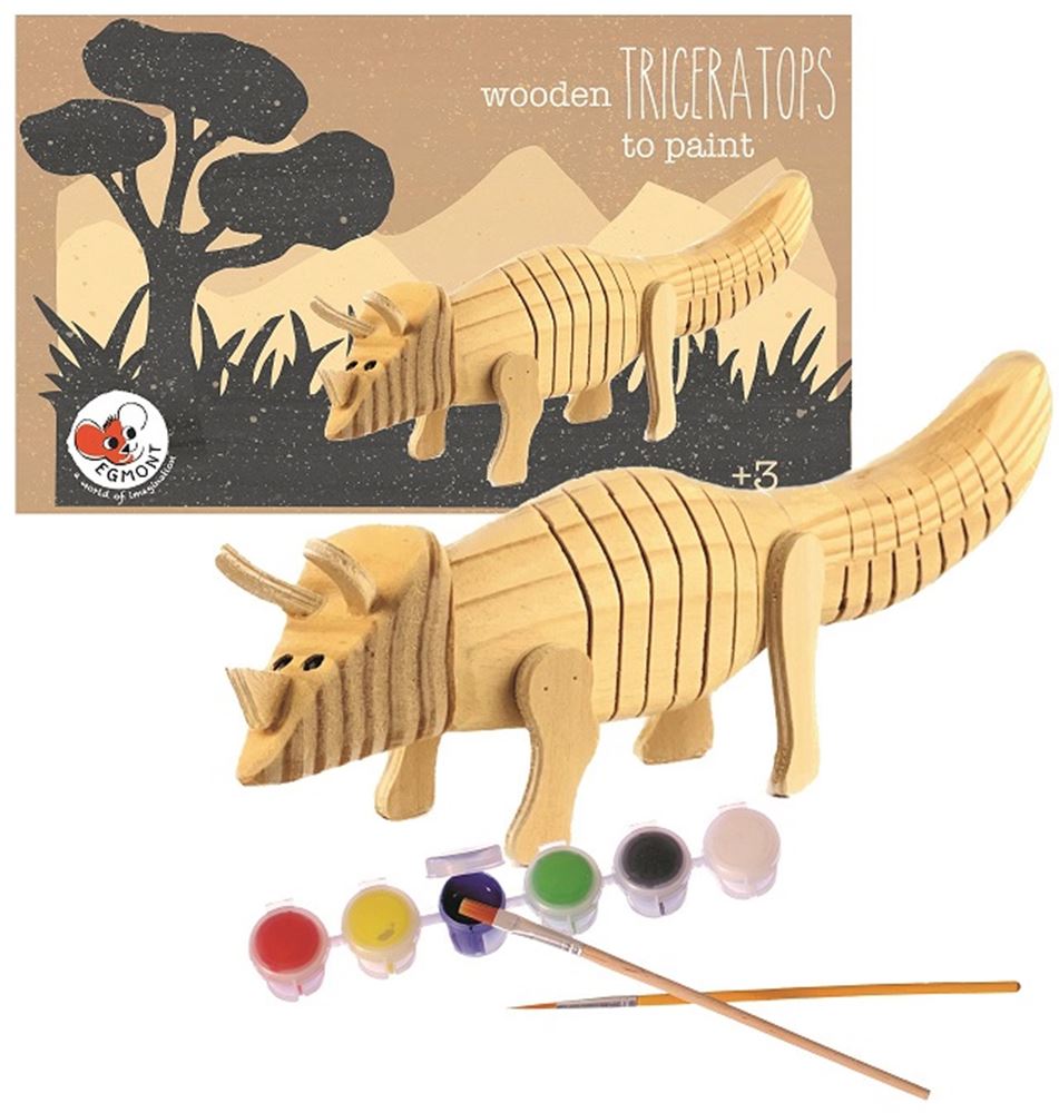 Tricératops en bois à peindre. 22x7x5