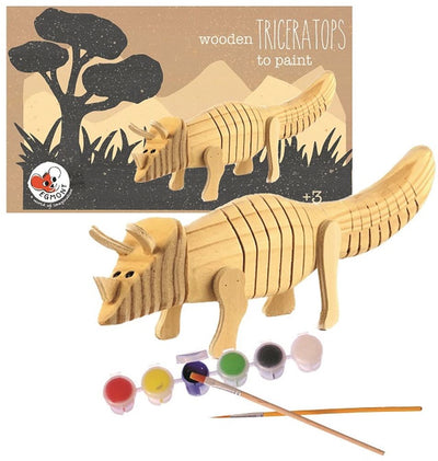 Tricératops en bois à peindre. 22x7x5