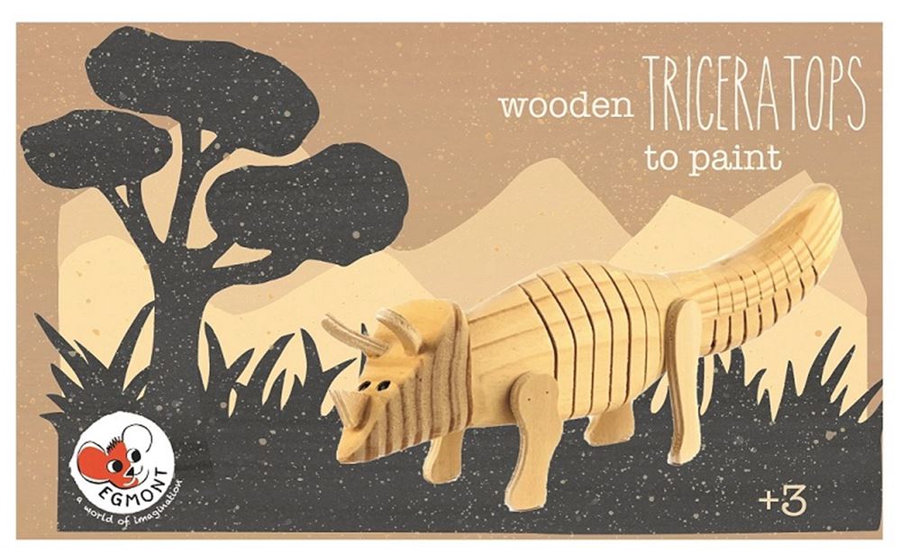 Tricératops en bois à peindre. 22x7x5