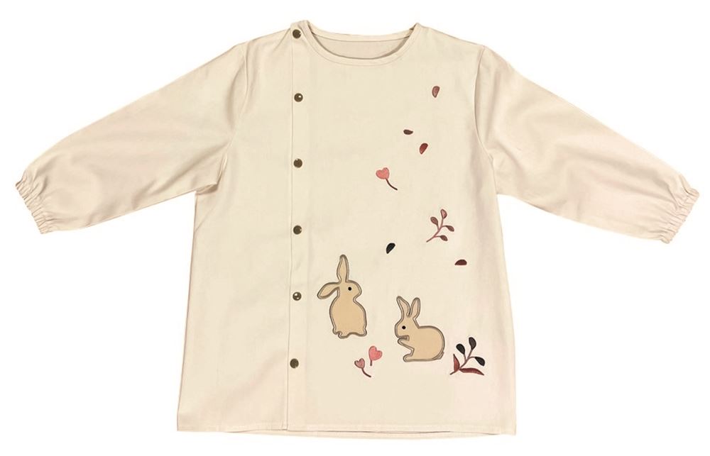 Tablier de bricolage en coton blanc avec lapin. 3-7 ans