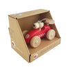 Voiture de course en bois Egmont avec chien. 12x7x7