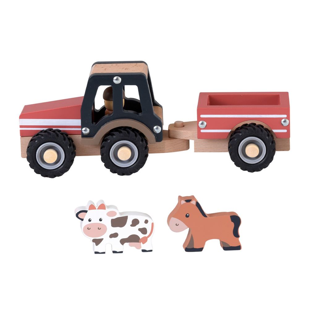 Tracteur en bois avec remorque. fsc. 2+