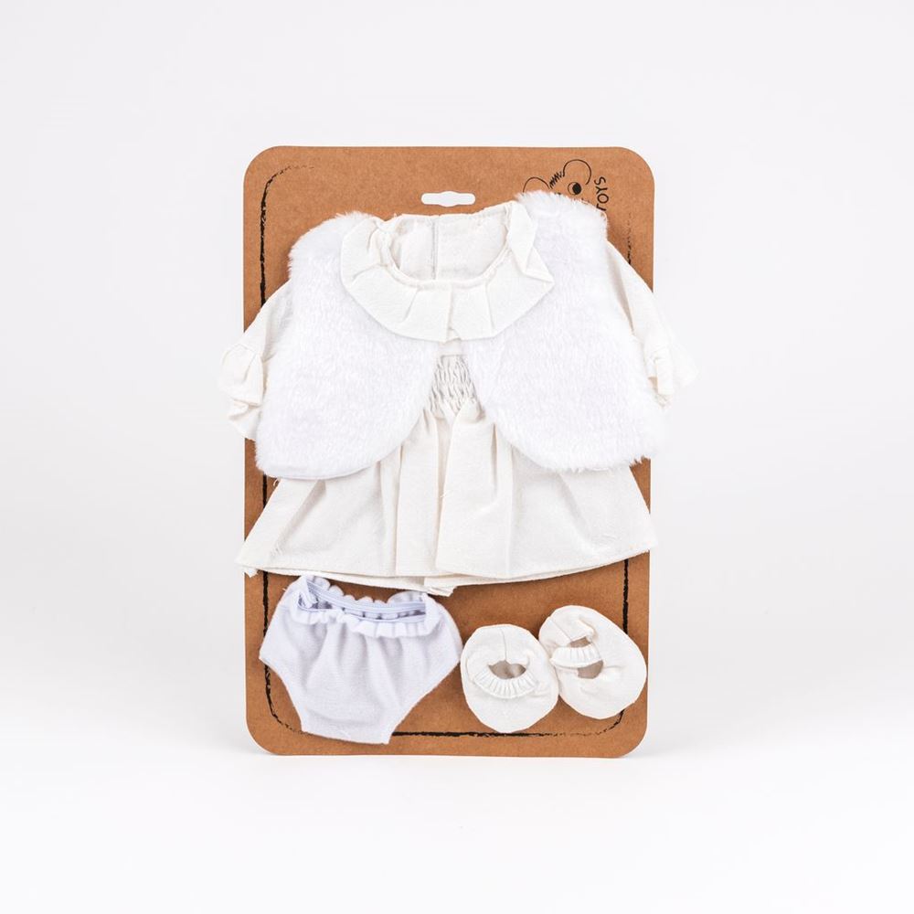 Poupées : robe blanche, blouse blanche. 4 pièces. 2+