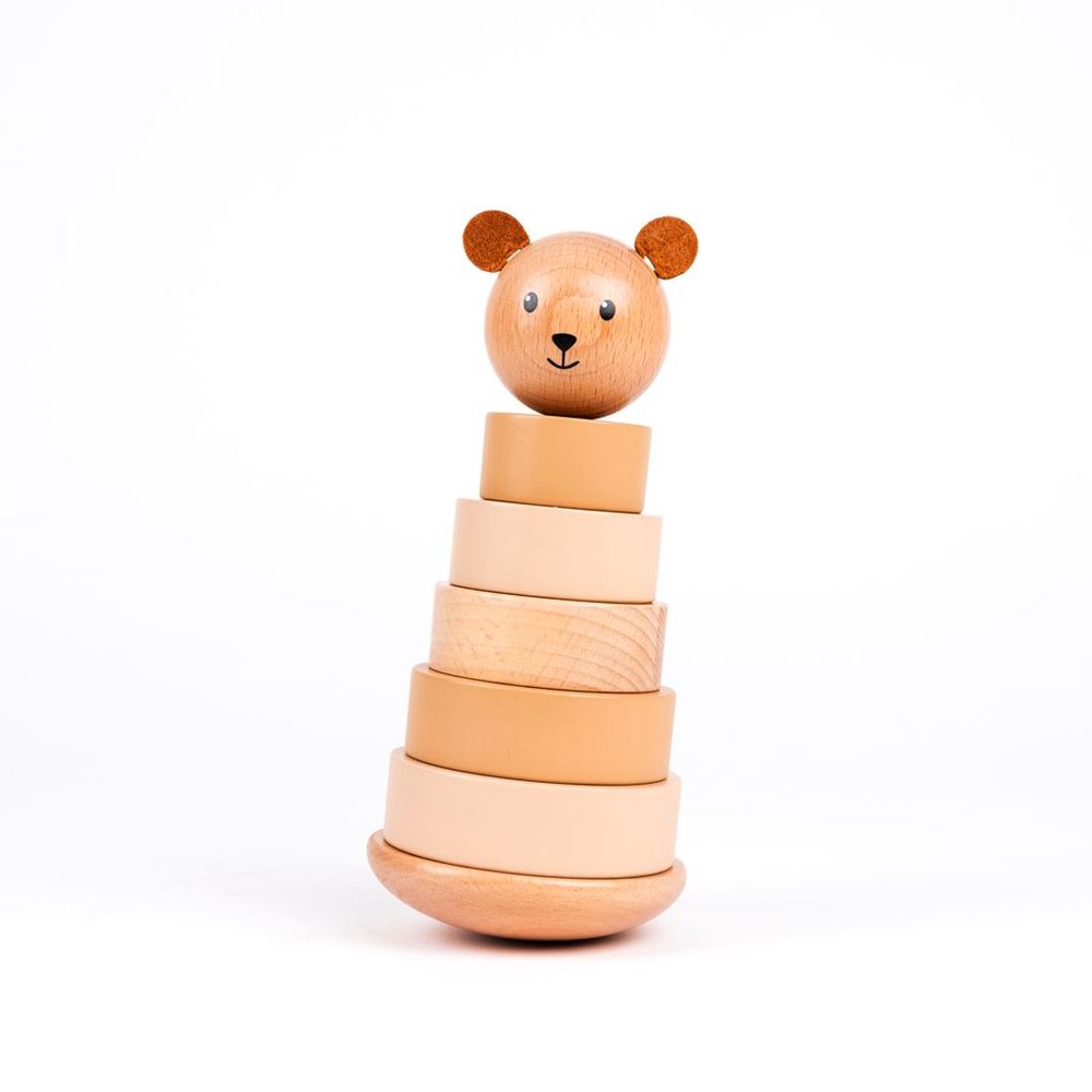 Pile en bois d'ours Marcel. 21x10x10 cm