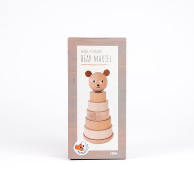 Pile en bois d'ours Marcel. 21x10x10 cm