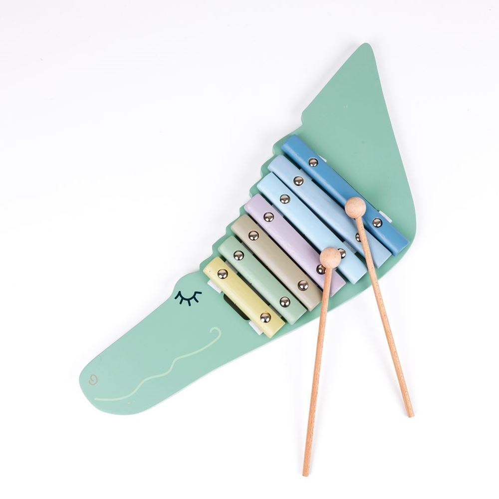 Crocodile xylophone en bois d'Egmont. 50x19x3