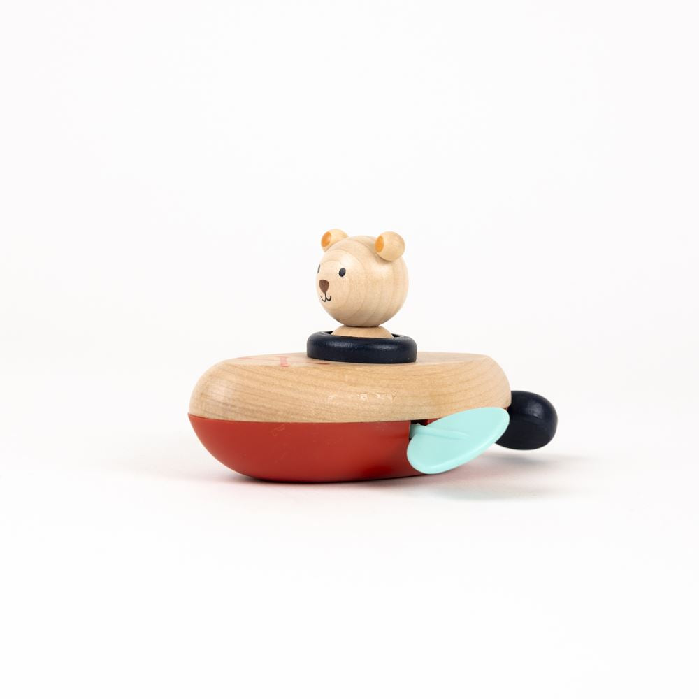 Ours en bateau à eau d'Egmont. 13x11x7 cm.