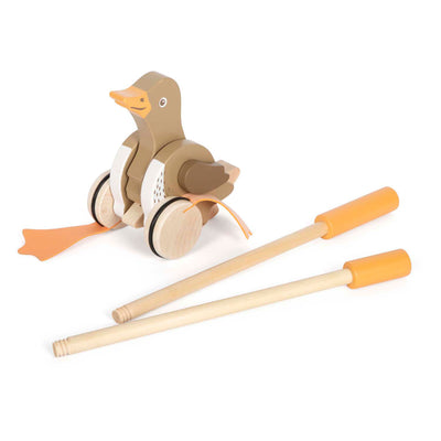 Petit pied de presse à poussée en bois avec tête mobile