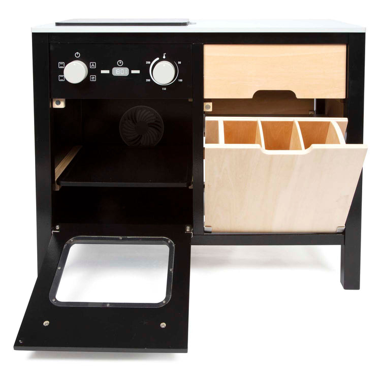 Petite cuisine industrielle en bois avec îlot de cuisine, 18dlg.