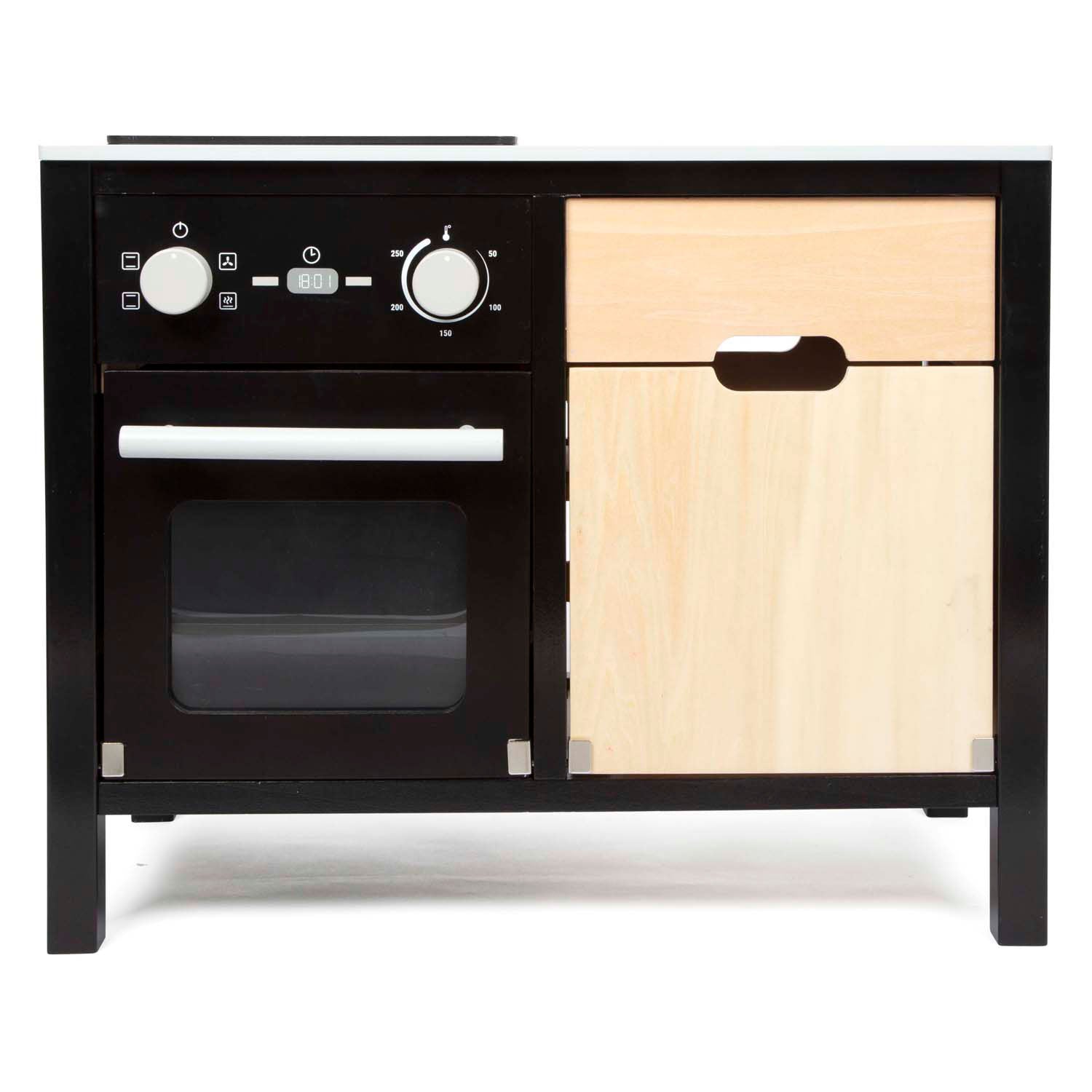 Petite cuisine industrielle en bois avec îlot de cuisine, 18dlg.