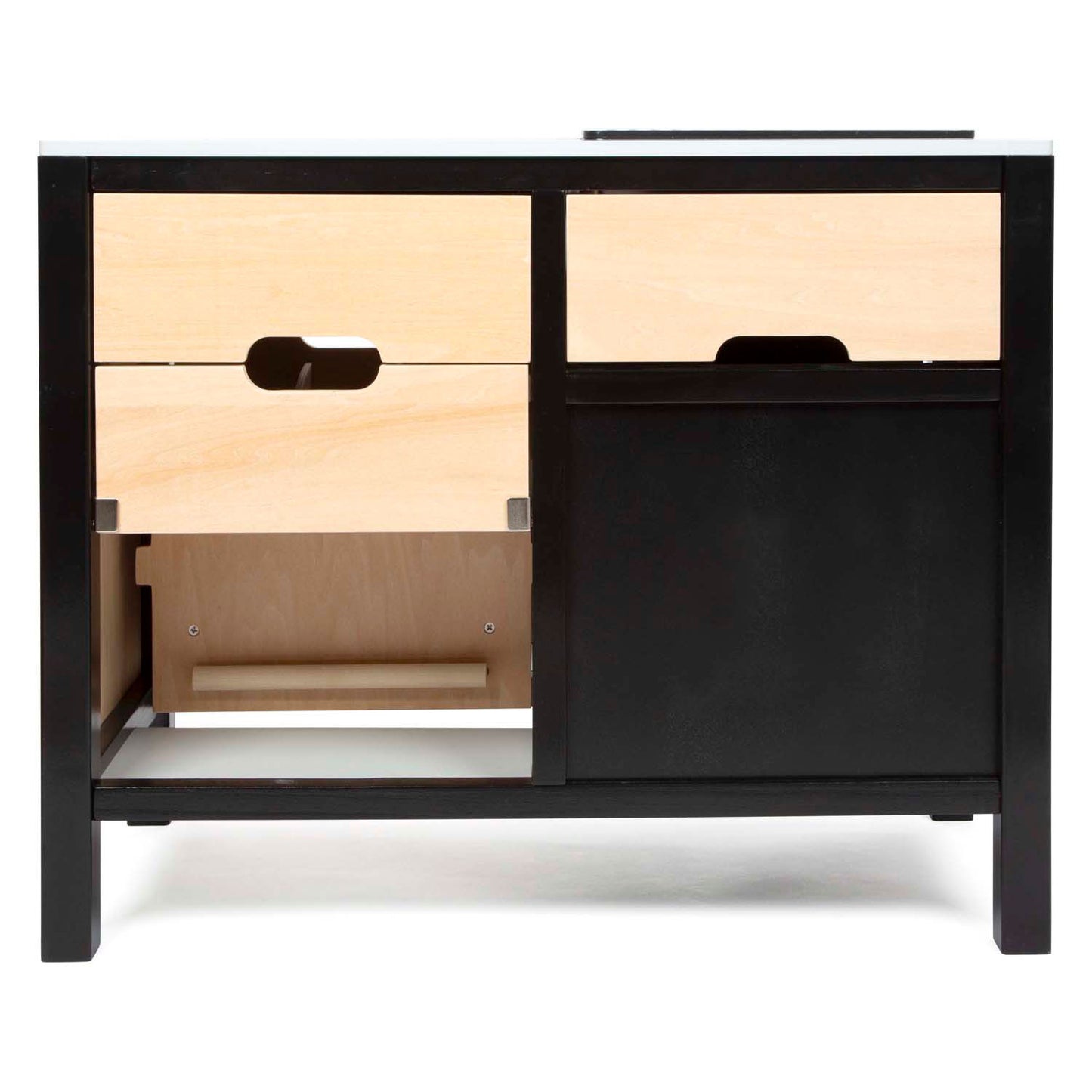 Petite cuisine industrielle en bois avec îlot de cuisine, 18dlg.
