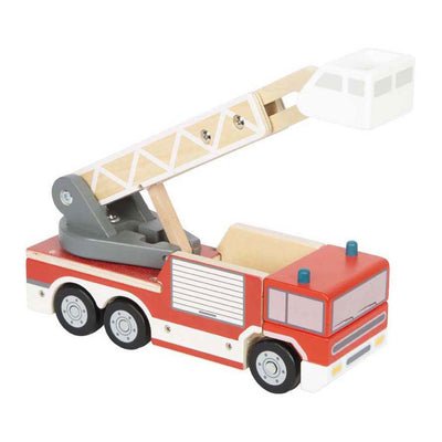 Petit pied - camion de pompiers en bois avec échelle rotative