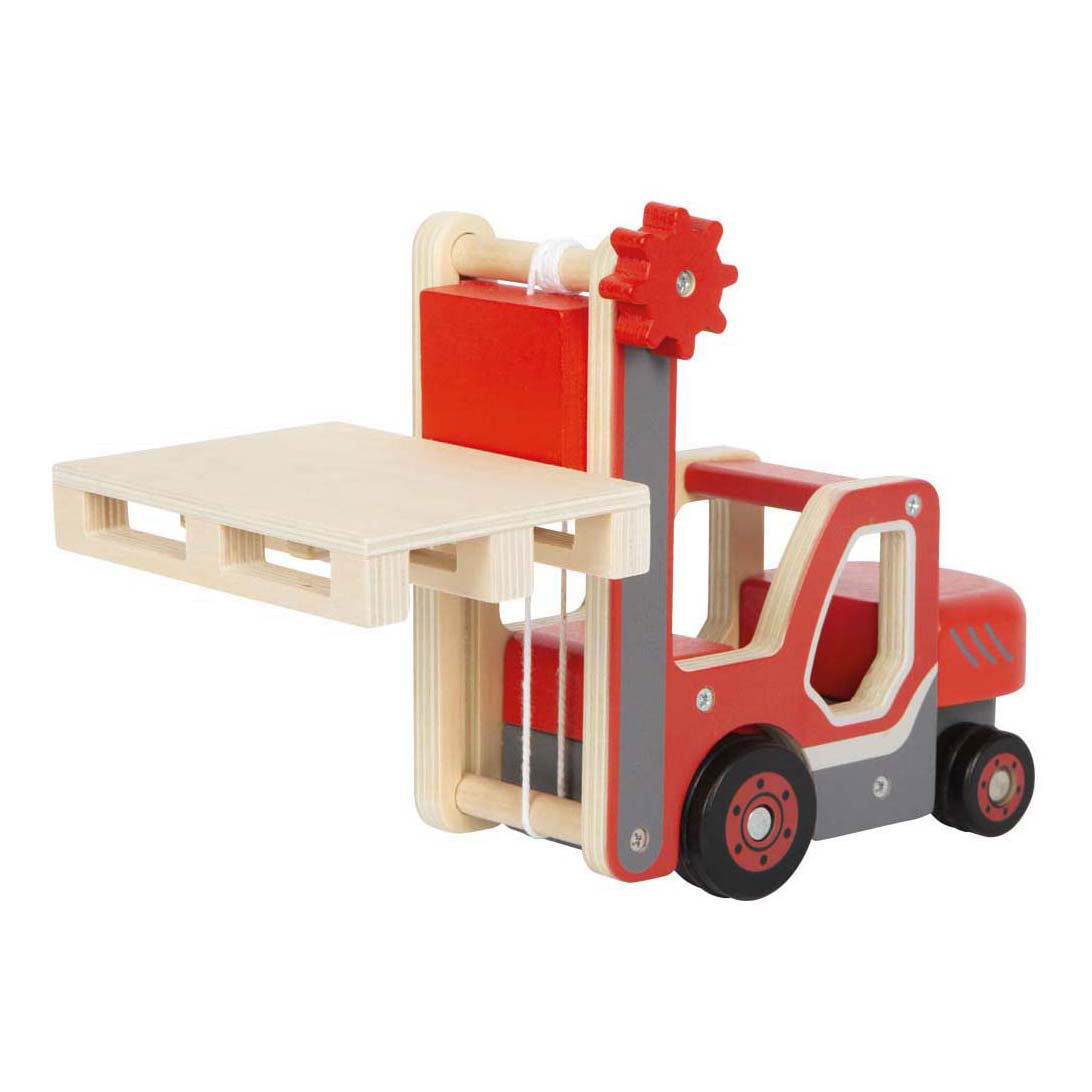 Petit pied - chariot élévateur en bois avec palette