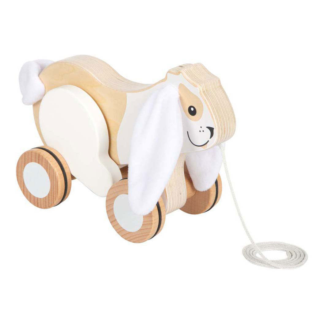 Petit pied - lapin de trekk en bois avec oreilles crépitantes