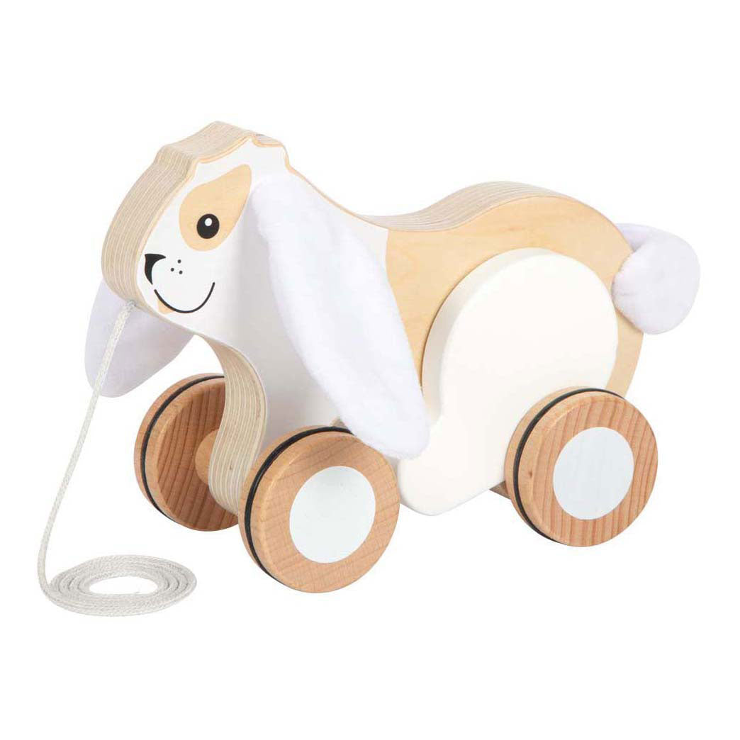 Petit pied - lapin de trekk en bois avec oreilles crépitantes