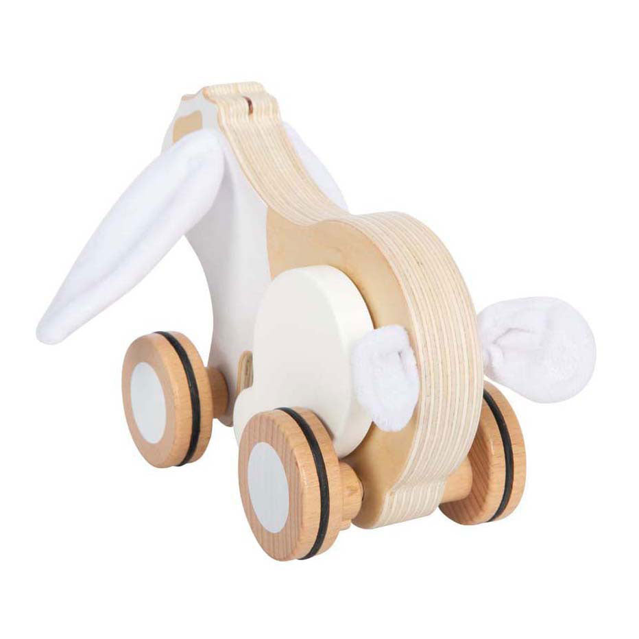 Petit pied - lapin de trekk en bois avec oreilles crépitantes