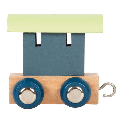 Petit pied - Polaire en bois en bois - wagon bleu vert - 12 pièces