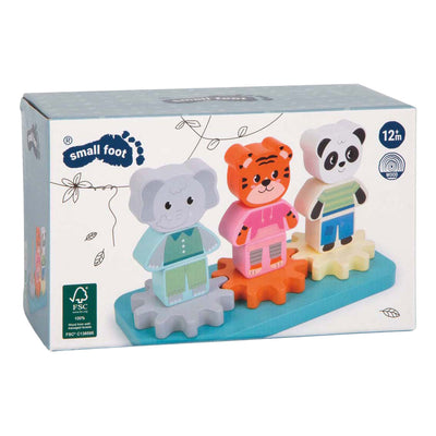 Small foot - jeu d'empilage en bois avec engrenages jungle friends fsc