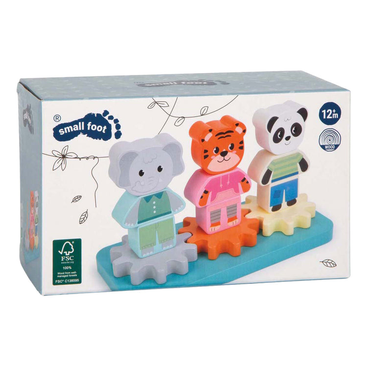 Small foot - jeu d'empilage en bois avec engrenages jungle friends fsc