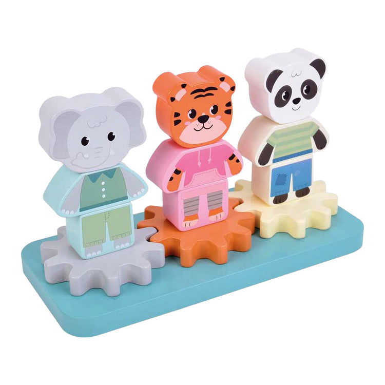 Small foot - jeu d'empilage en bois avec engrenages jungle friends fsc
