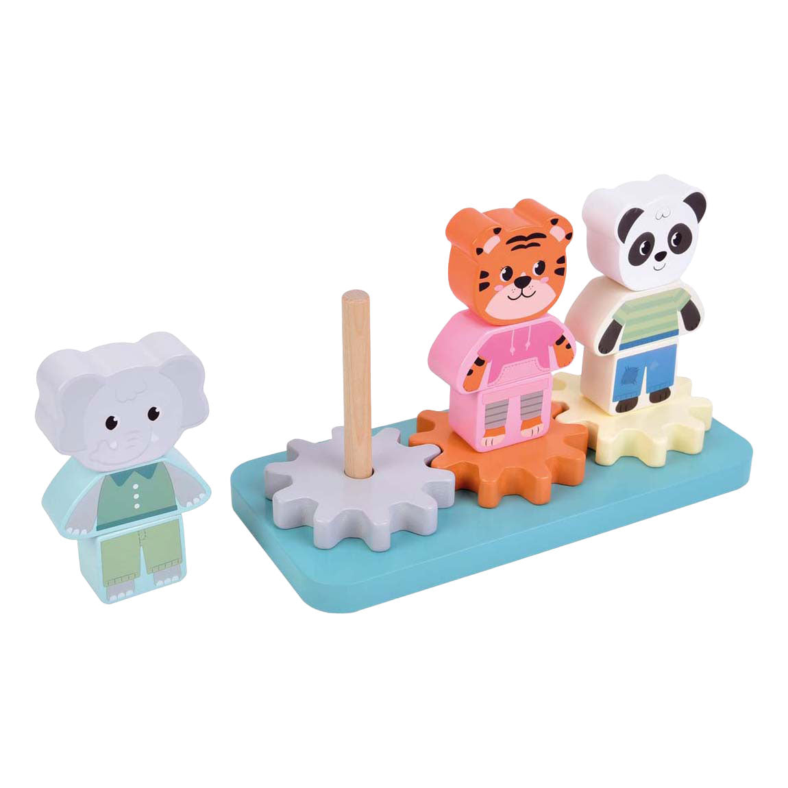 Small foot - jeu d'empilage en bois avec engrenages jungle friends fsc