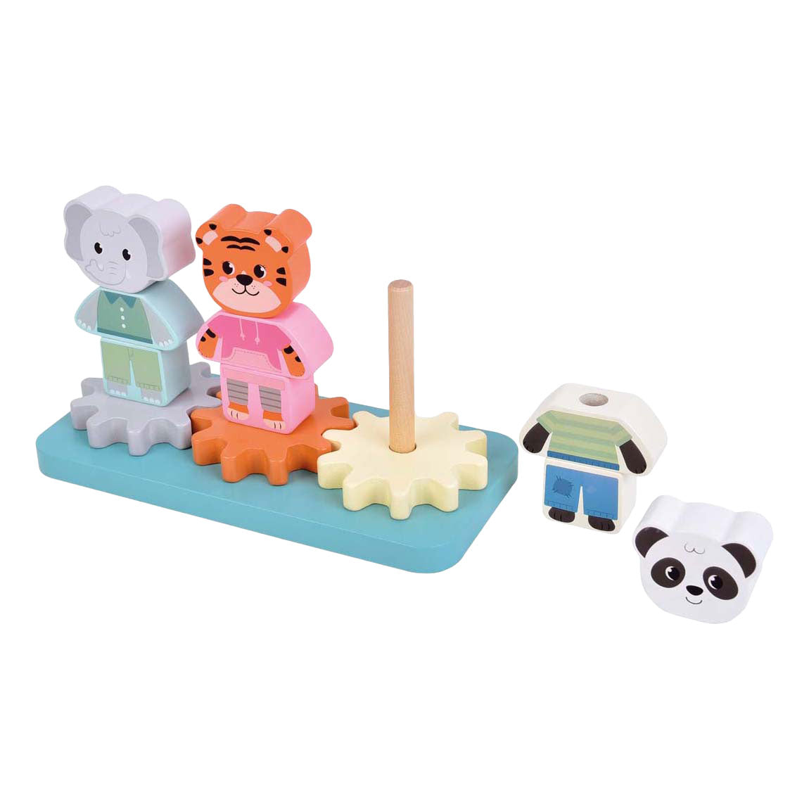 Small foot - jeu d'empilage en bois avec engrenages jungle friends fsc
