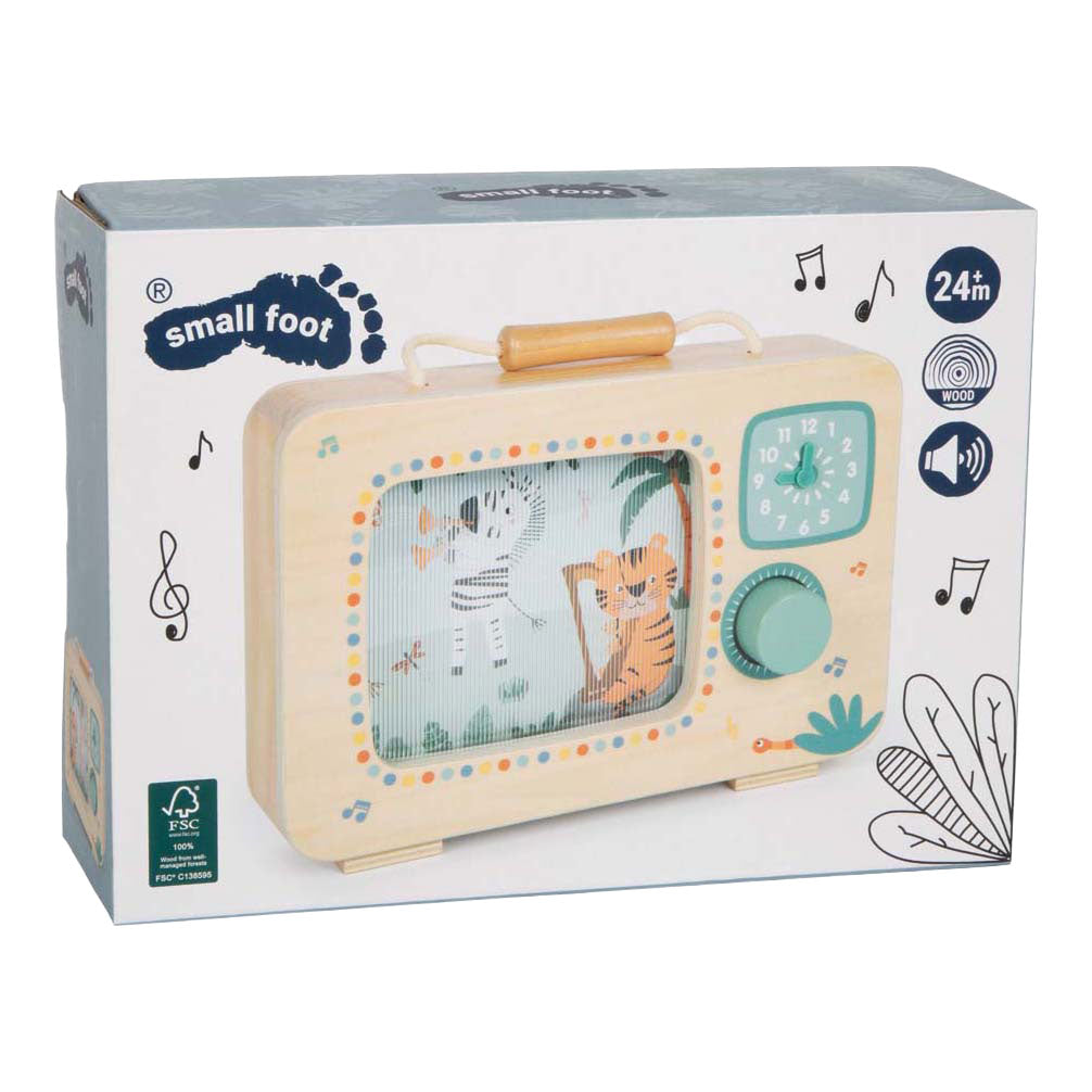 Small foot - boîte à musique télévision en bois safari fsc