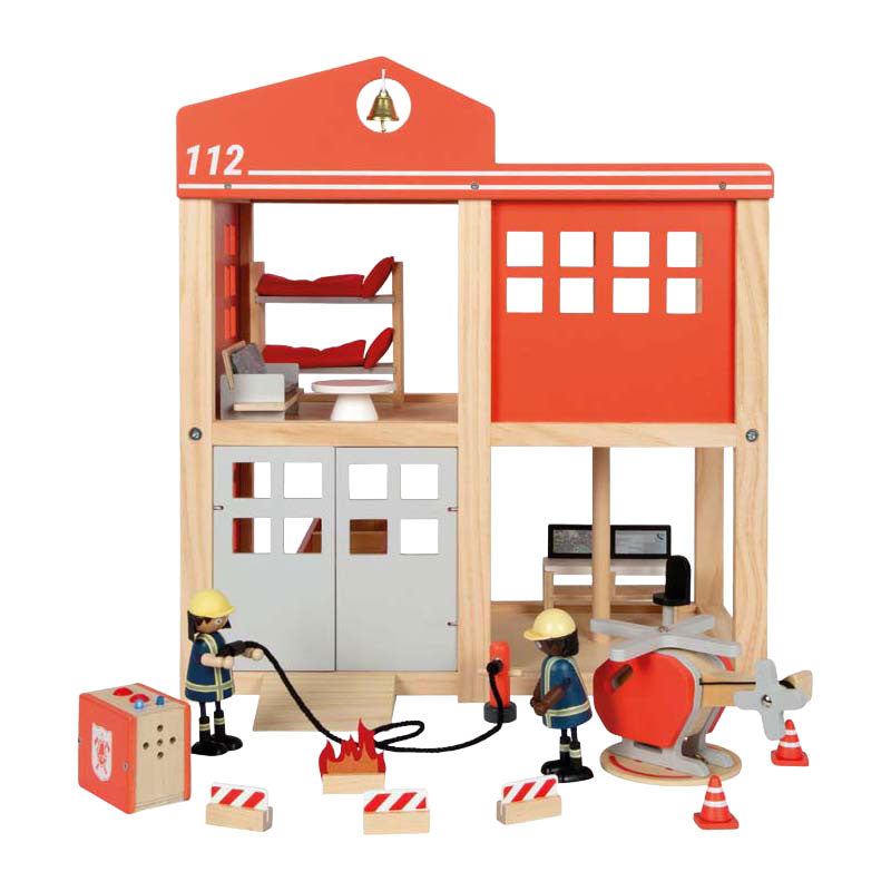 Small foot - grande caserne de pompiers en bois avec accessoires