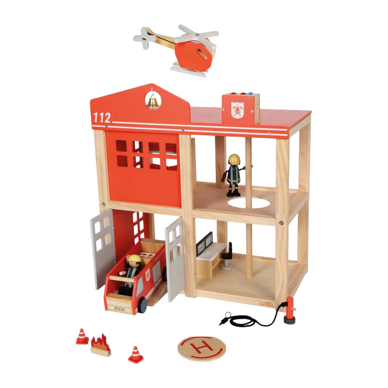 Small foot - grande caserne de pompiers en bois avec accessoires