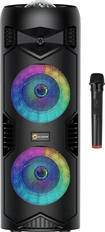 N-gear lgp5150 - enceinte de fête bluetooth sans fil - set karaoké - 1 microphone - éclairage disco - noir furtif