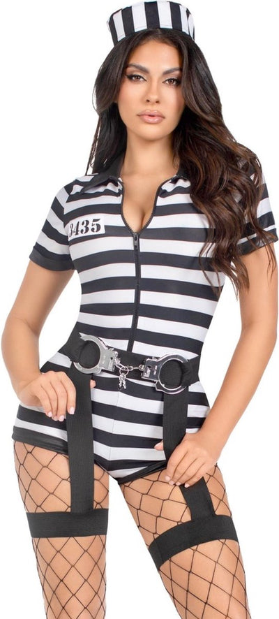 Leg avenue - costume d'oiseau de prison - m - noir et blanc