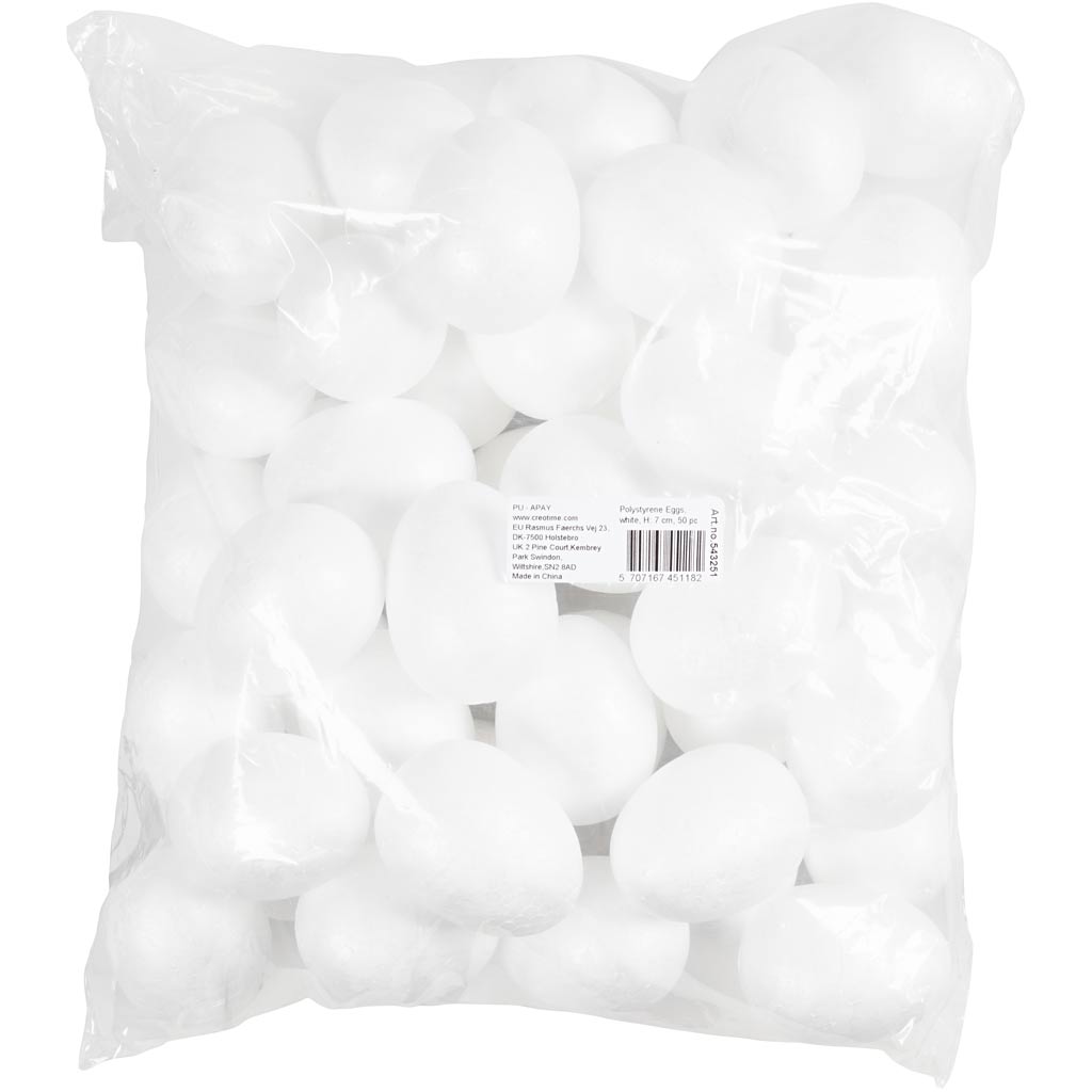 Oeufs Creativ company, h: 7 cm, blanc, 50 pièces 1 boîte
