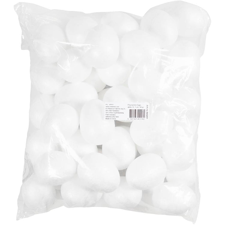 Oeufs Creativ company, h: 7 cm, blanc, 50 pièces 1 boîte
