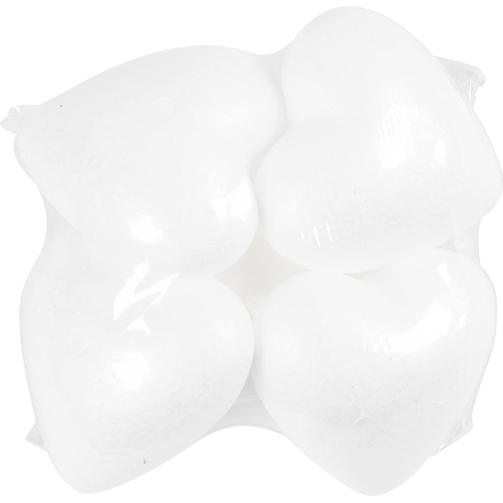 Coeurs Creativ company, h : 8 cm, d : 4,5 cm, l : 8 cm, blanc, 5 pièces 1 boîte
