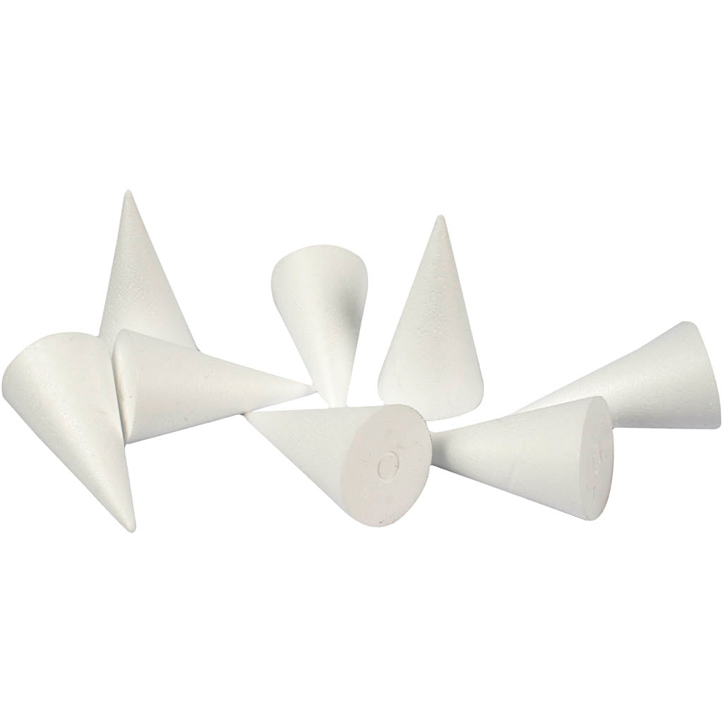 Cônes Creativ company, h : 11 cm, d 5,5 cm, blanc, 50 pièces 1 boîte
