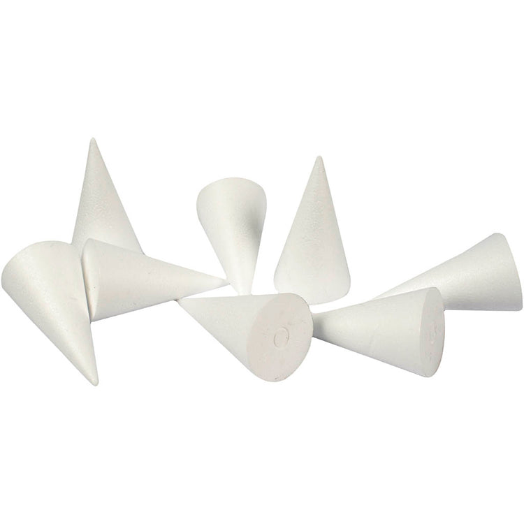 Cônes Creativ company, h : 11 cm, d 5,5 cm, blanc, 50 pièces 1 boîte