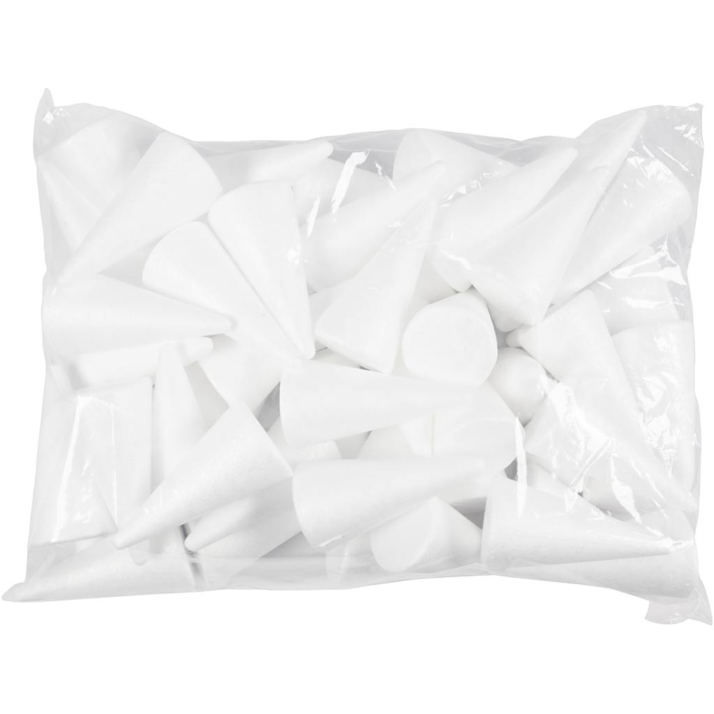 Cônes Creativ company, h : 11 cm, d 5,5 cm, blanc, 50 pièces 1 boîte