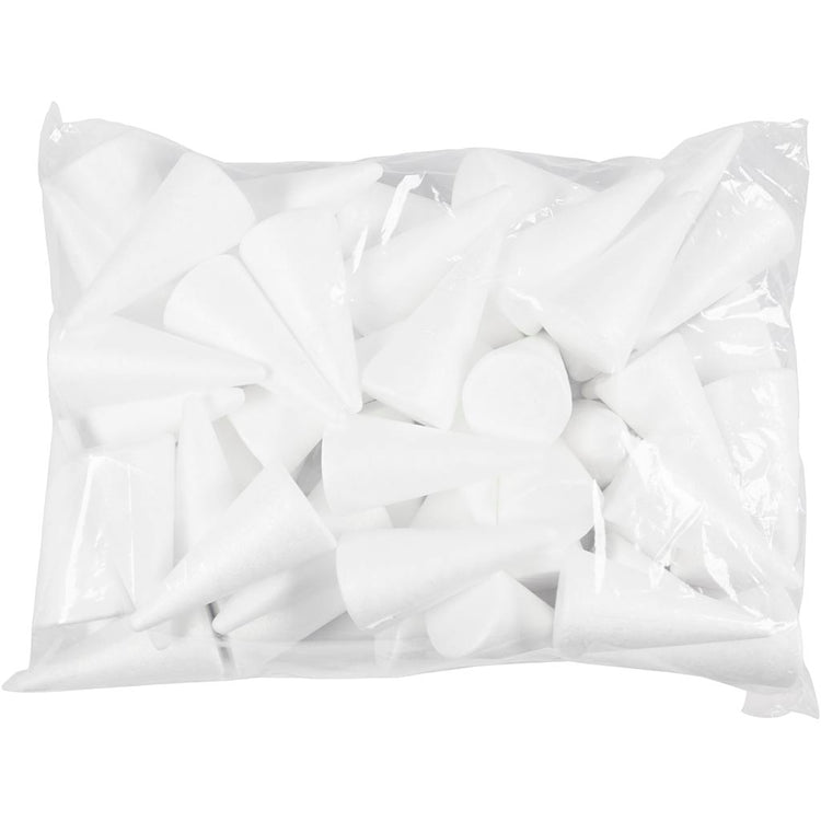 Cônes Creativ company, h : 11 cm, d 5,5 cm, blanc, 50 pièces 1 boîte