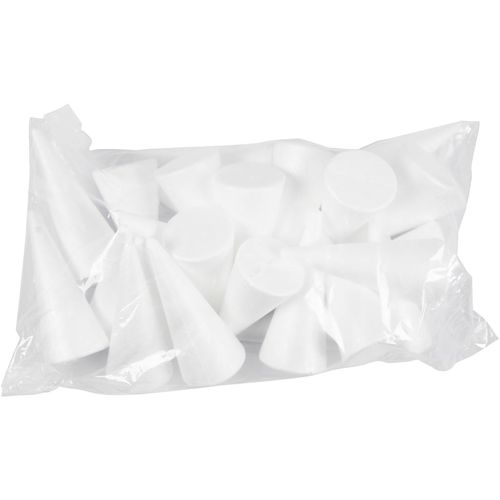 Cônes Creativ company, h : 14,5 cm, d 6 cm, blanc, 25 pièces 1 boîte