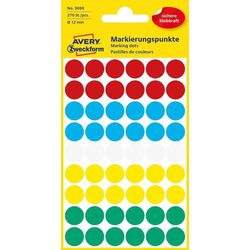 Etiquettes avery 3088 rondes 12mm assorties