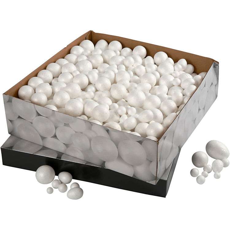 Oeufs boules Creativ company, dim. 1,5-6,1 cm, blanc, 550 pièces 1 boîte