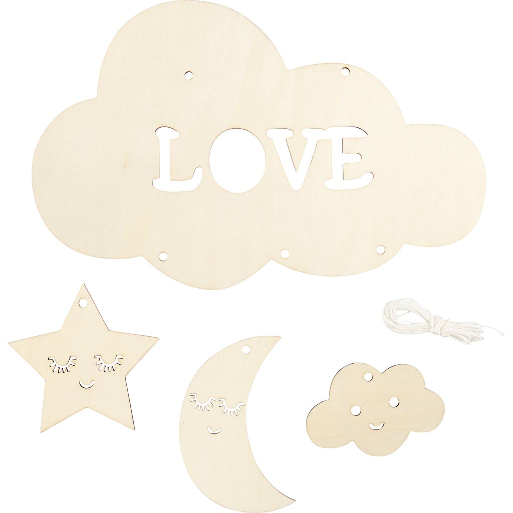 Creativ company mobile en bois, arbre de nuit, l: 28 cm, épaisseur 3 mm, 1 pièce 1 boîte