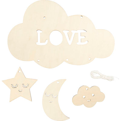 Creativ company mobile en bois, arbre de nuit, l: 28 cm, épaisseur 3 mm, 1 pièce 1 boîte