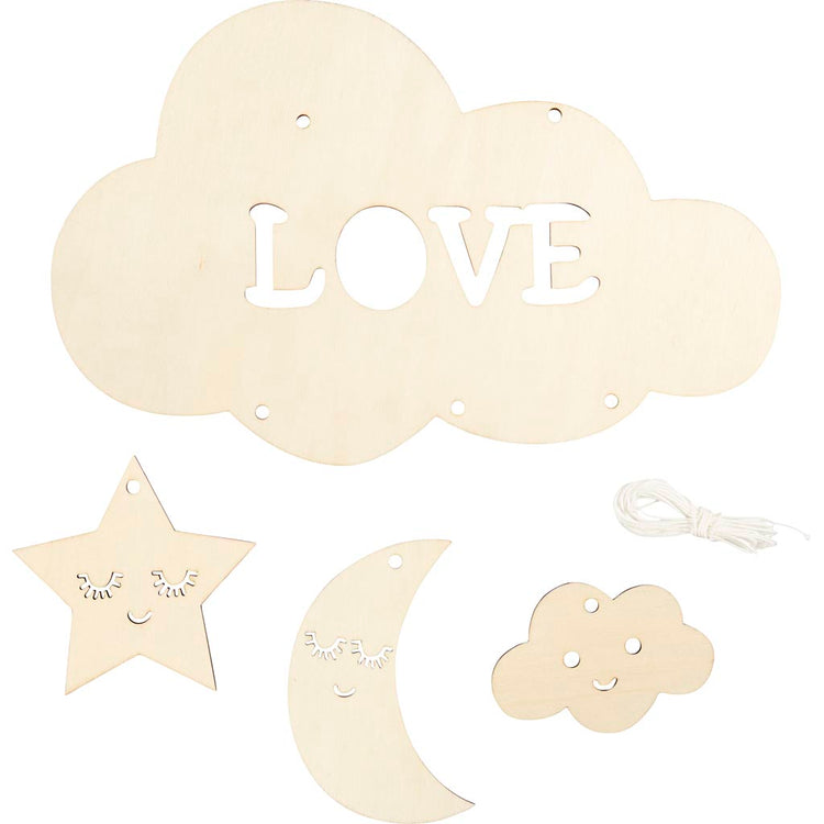 Creativ company mobile en bois, arbre de nuit, l: 28 cm, épaisseur 3 mm, 1 pièce 1 boîte