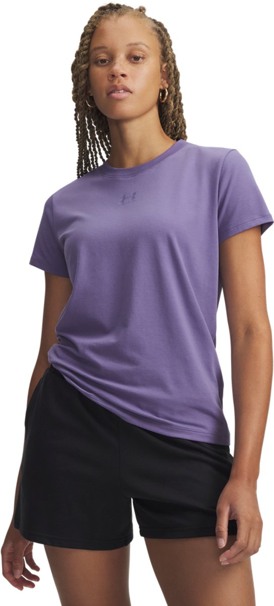 Chemise de sport pour femmes Under Armour UA Rival Core SS-PPL - Luxe violet - Luxe violet