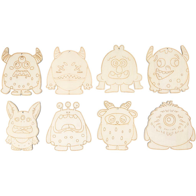 Figurines en bois Creativ company, échantillons, h : 12,4 cm, épaisseur 3 mm, 8 pièces 1 boîte