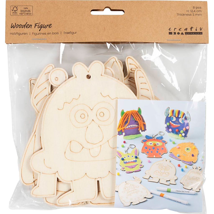 Figurines en bois Creativ company, échantillons, h : 12,4 cm, épaisseur 3 mm, 8 pièces 1 boîte