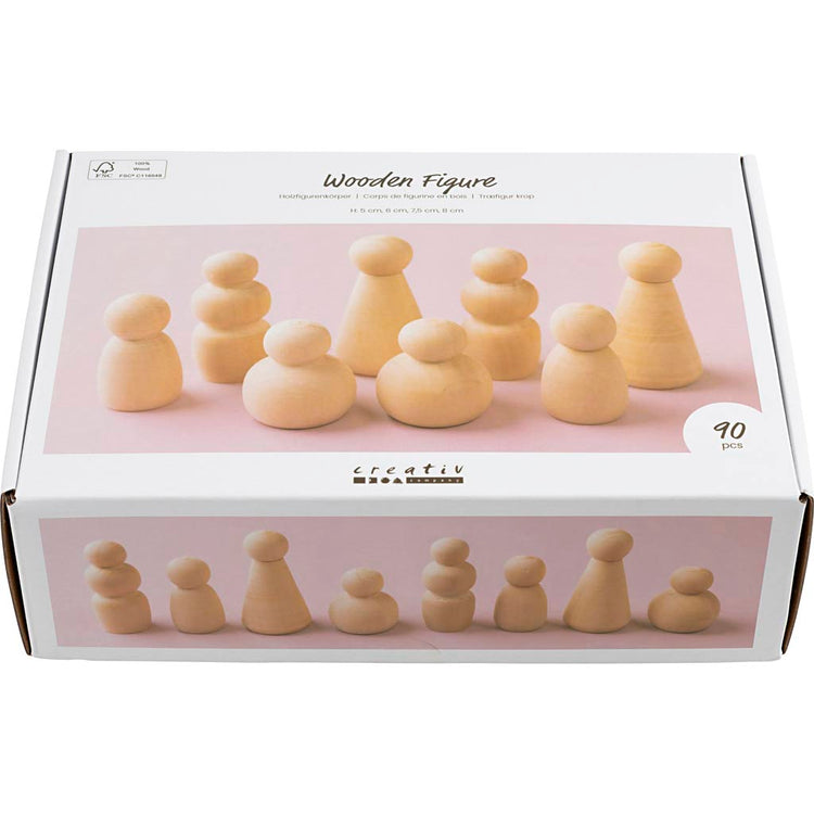 Figurine en bois Creativ company, h: 5-8 cm, 90 div 1 boîte